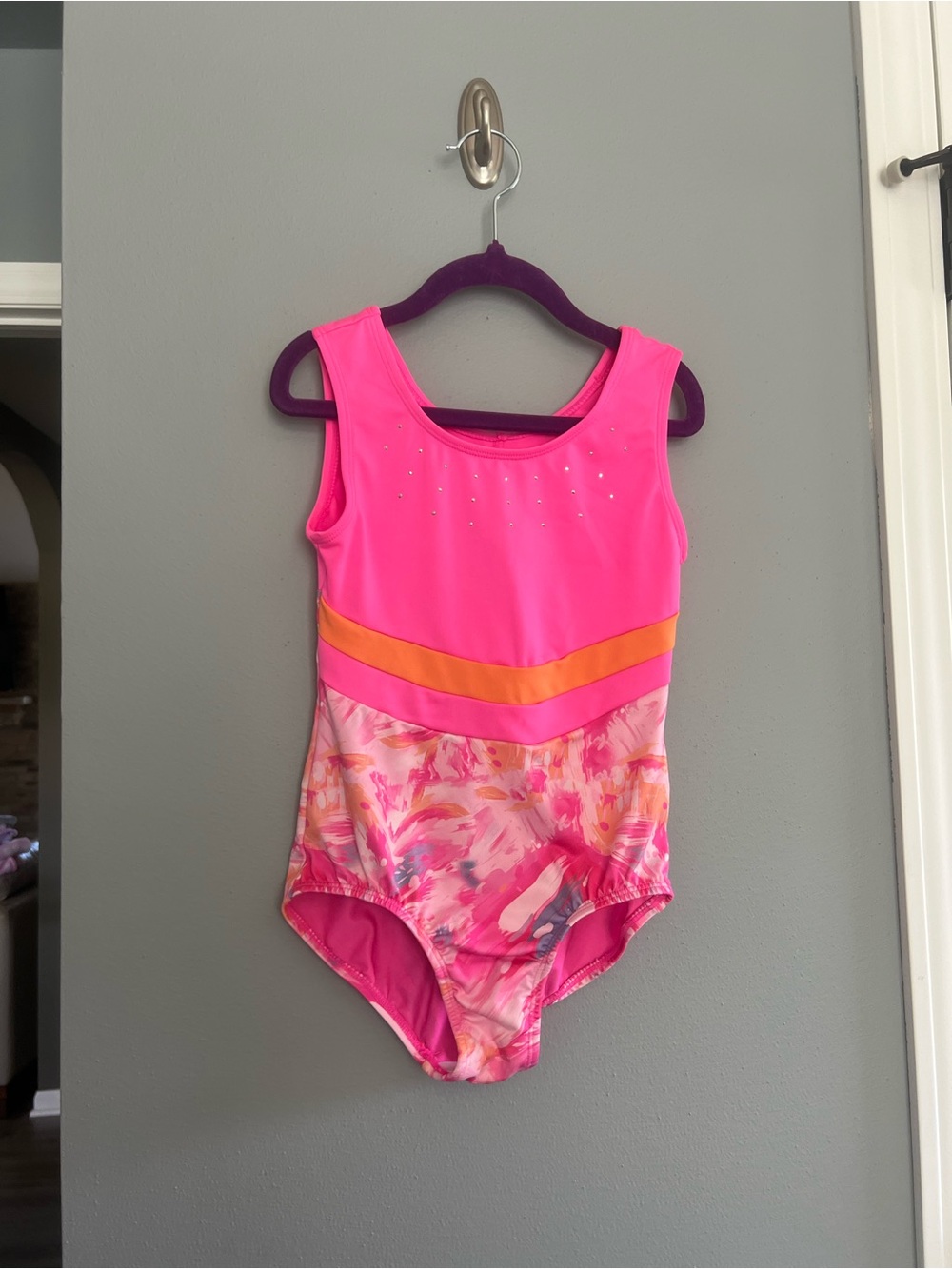 Cat & Jack Girls Neon Pink & Orange Dance/Leotard